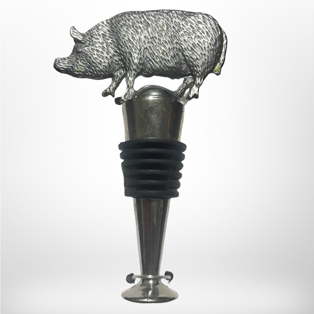ThirstyStone‎  Pewter Farmhouse Pig Bottle Stopper
